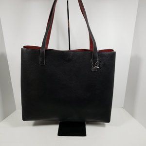 Street Level Reversible Faux Leather Tote - Black/Red